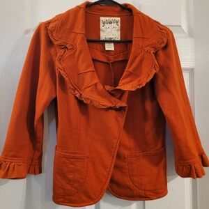 Nick and Mo Orange Ruffle Collar Jacket